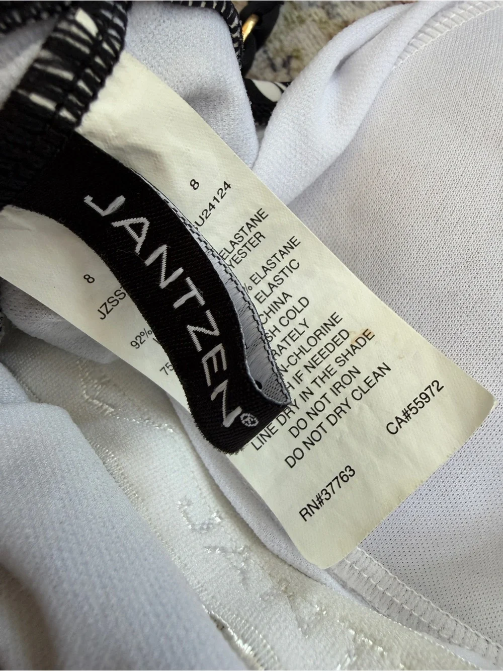 Jantzen Black & White Geometric Tank One-Piece Swimsuit